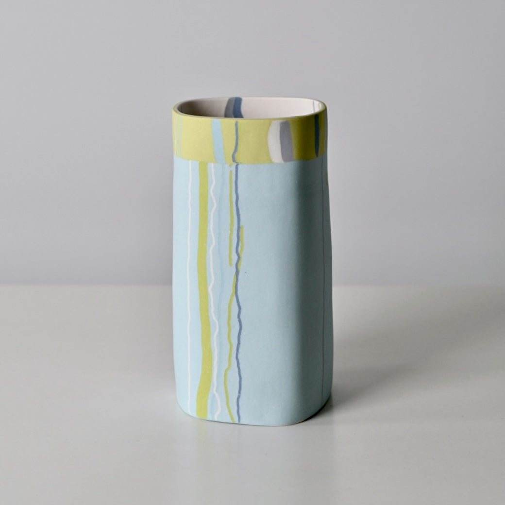 Horizon Collection: Tall Turquoise Vessel with Lime Top