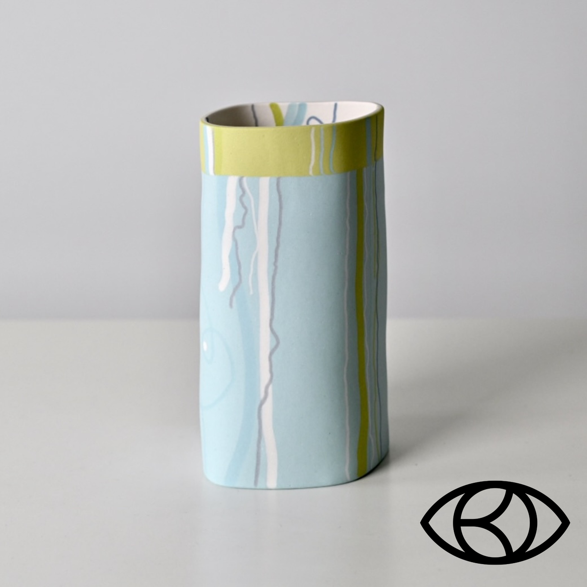 Horizon Collection: Tall Turquoise Vessel with Lime Top