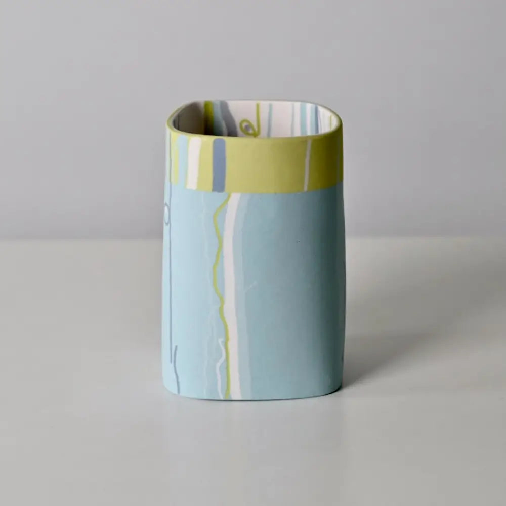 Horizon Collection: Medium Turquoise Vessel with Lime Top
