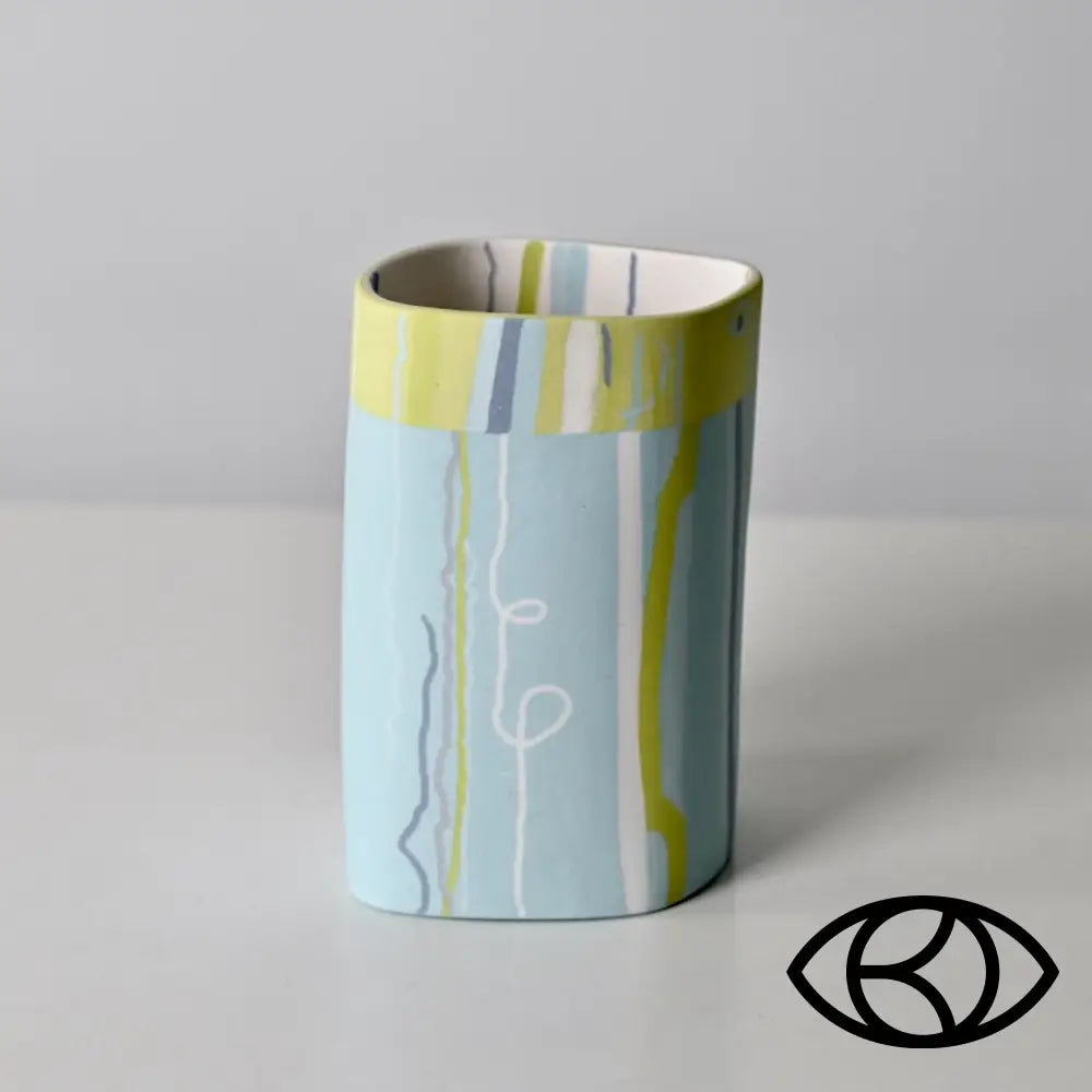 Horizon Collection: Medium Turquoise Vessel with Lime Top